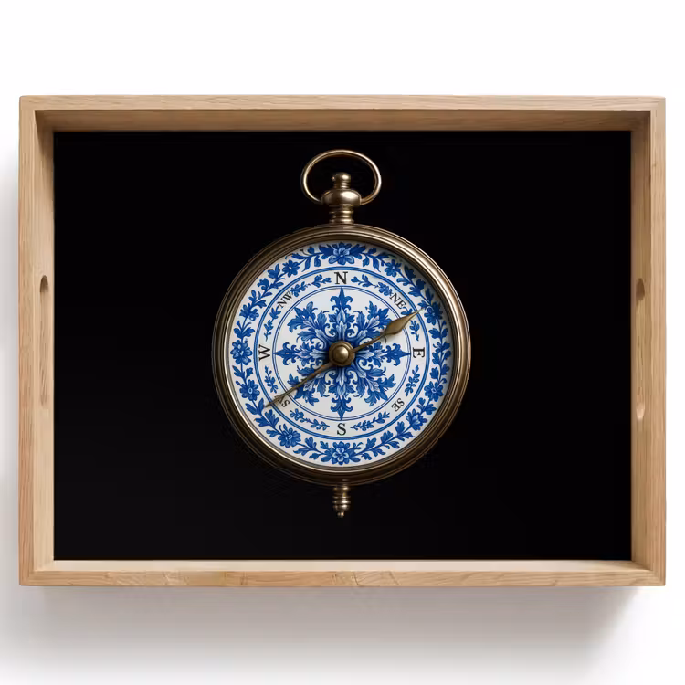 Dienblad - Kompas - Delfts blauw - Zwart — 1