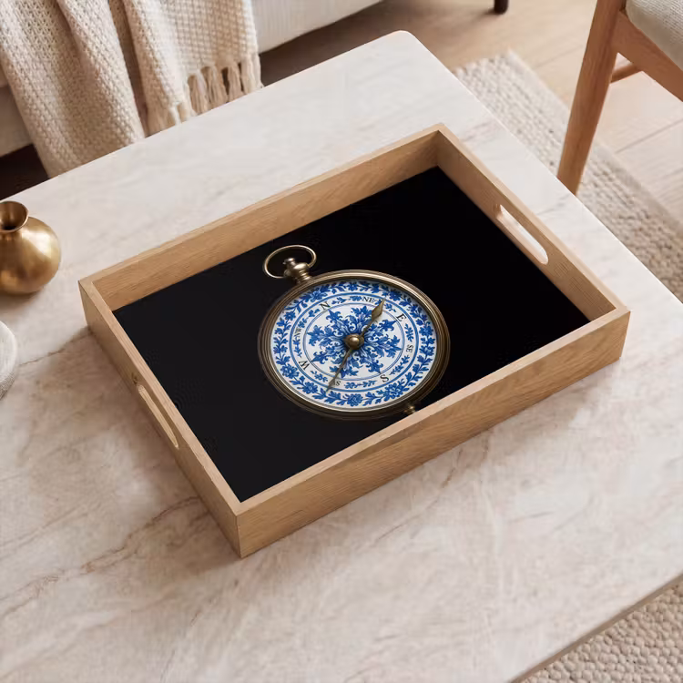 Dienblad - Kompas - Delfts blauw - Zwart — 2