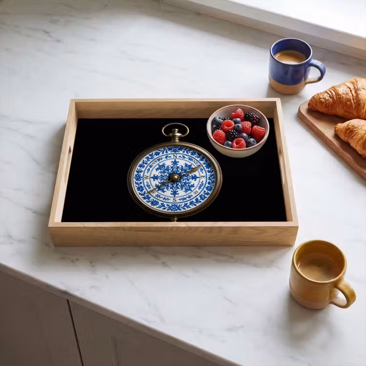 Dienblad - Kompas - Delfts blauw - Zwart — 4
