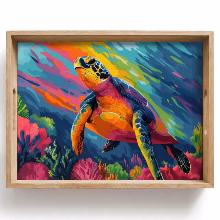 Dienblad - Koraal - Schildpad - Abstract - Water — 1