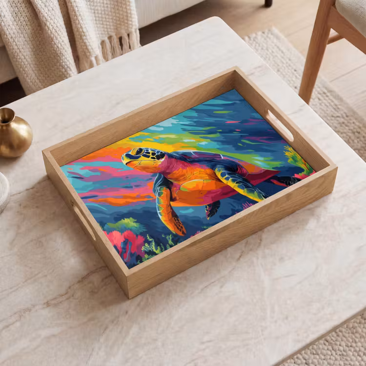 Dienblad - Koraal - Schildpad - Abstract - Water — 2