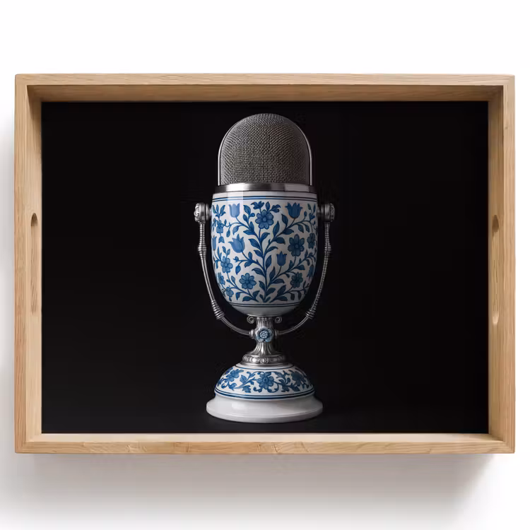 Dienblad - Microfoon - Delfts blauw - Muziek — 1
