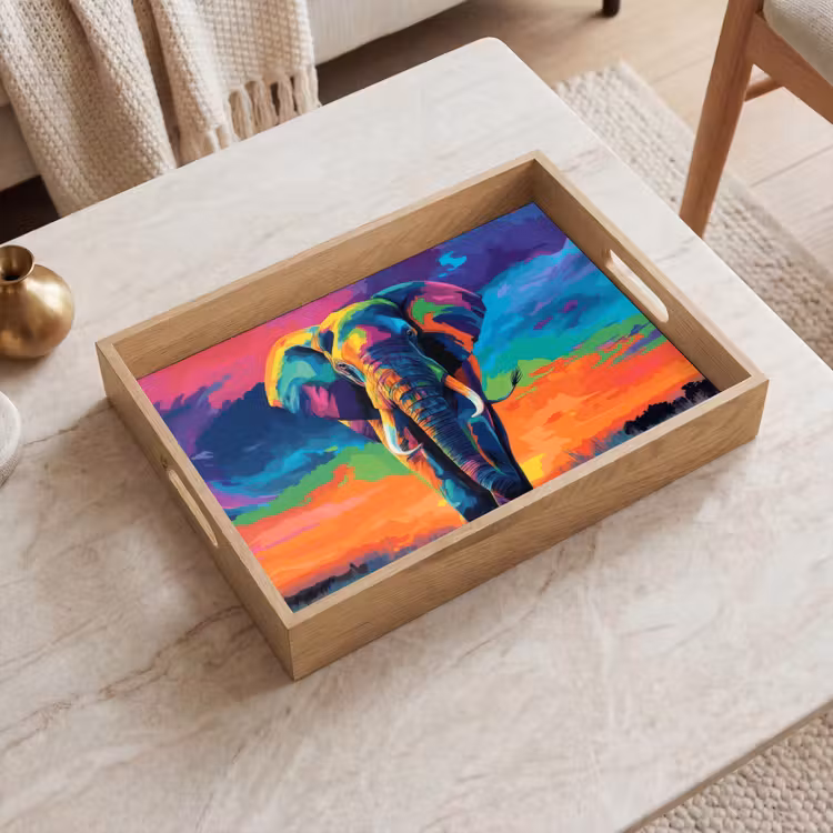 Dienblad - Olifant - Kleurrijk - Lucht - Abstract — 2