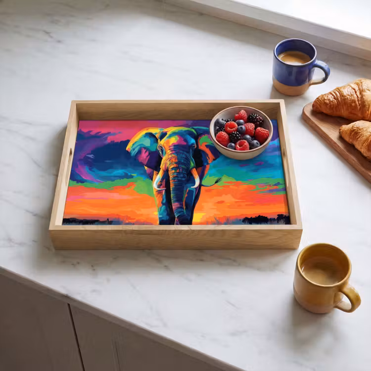 Dienblad - Olifant - Kleurrijk - Lucht - Abstract — 4