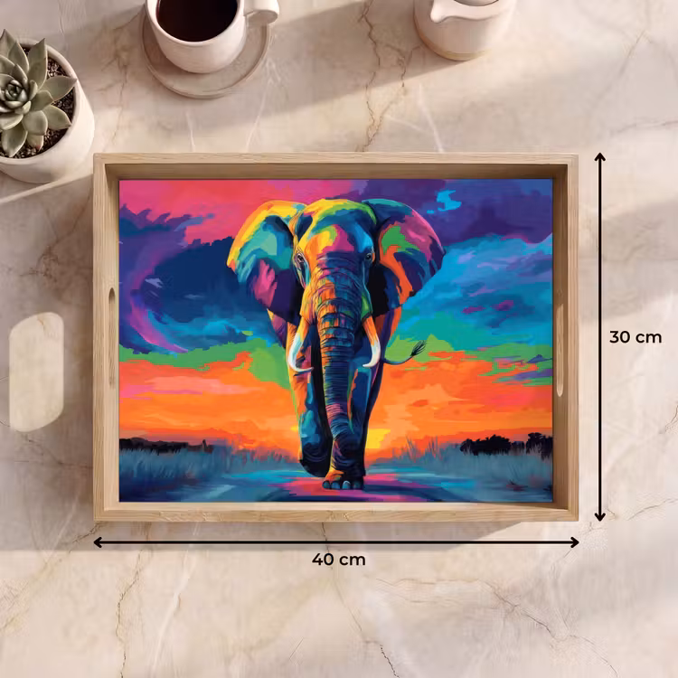 Dienblad - Olifant - Kleurrijk - Lucht - Abstract — 9