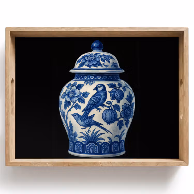 Dienblad - Pot - Delfts Blauw - Bloemen — 1