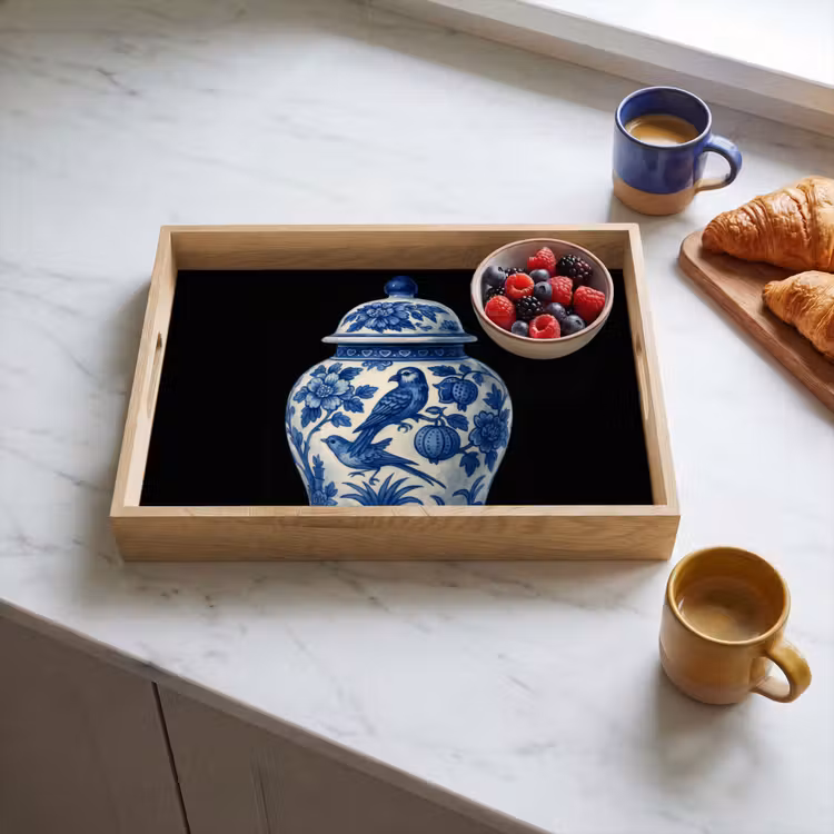 Dienblad - Pot - Delfts Blauw - Bloemen — 4