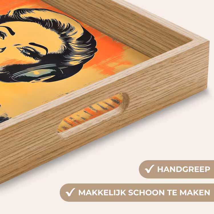 Dienblad - Retro - Vrouw - Koptelefoon - Oranje — 5