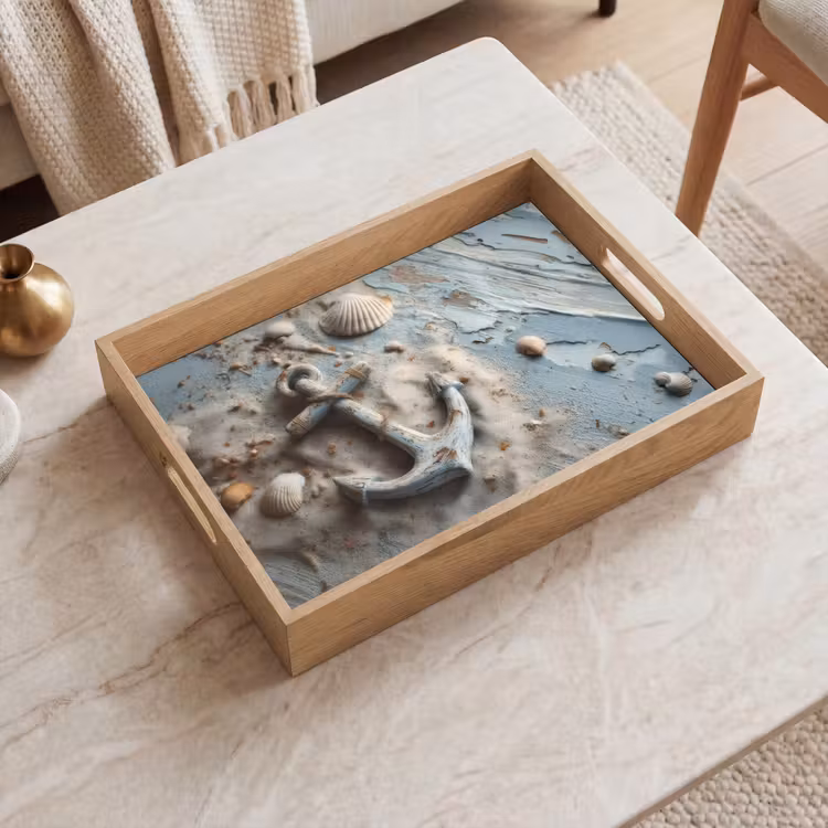 Dienblad - Anker - Hout - Schelpen - Zand — 2