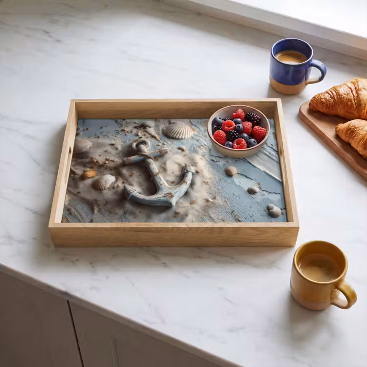 Dienblad - Anker - Hout - Schelpen - Zand — 4