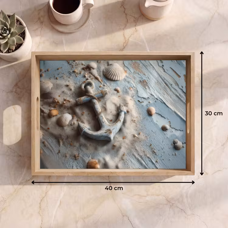 Dienblad - Anker - Hout - Schelpen - Zand — 9