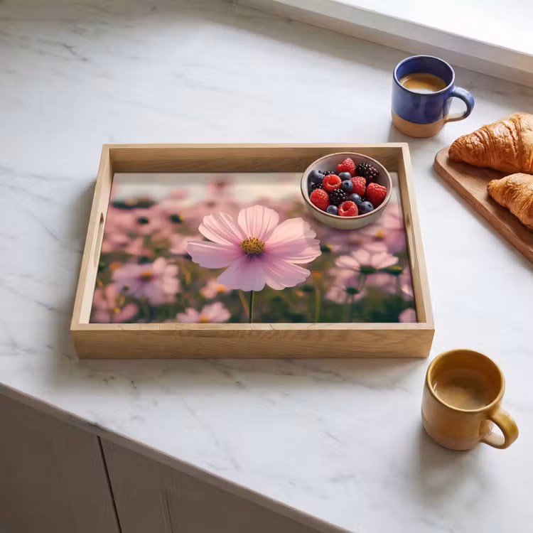 Dienblad - Bloemen - Paars - Wazig — 4