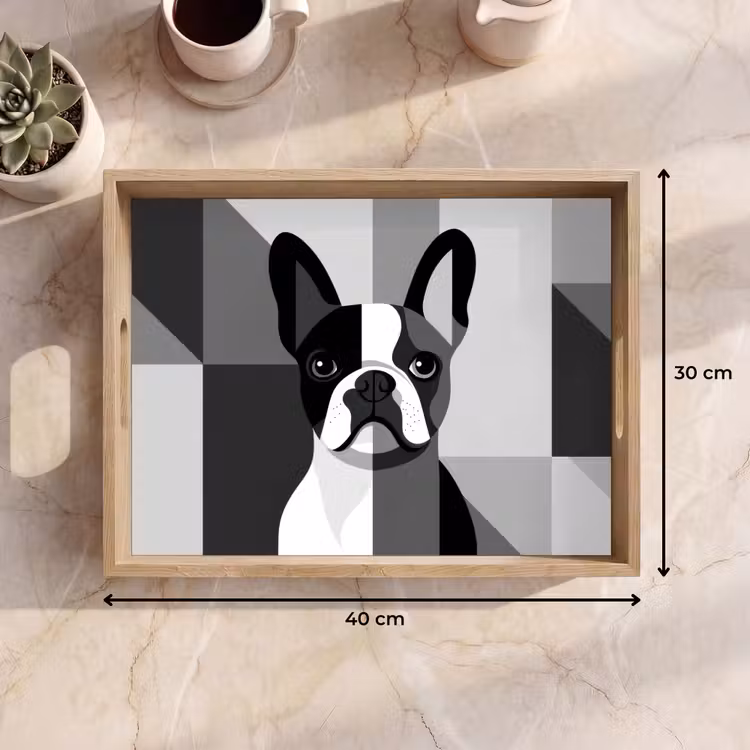 Dienblad - Buldog - Zwart - Abstract - Vlakken — 9
