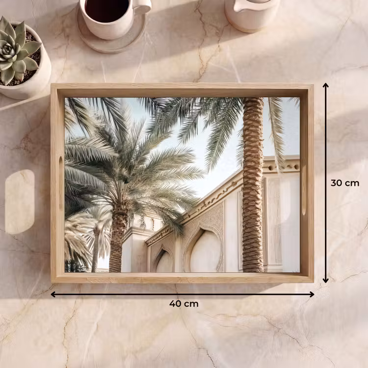 Dienblad - Gebouw - Palmbomen - Beige - Zon — 9