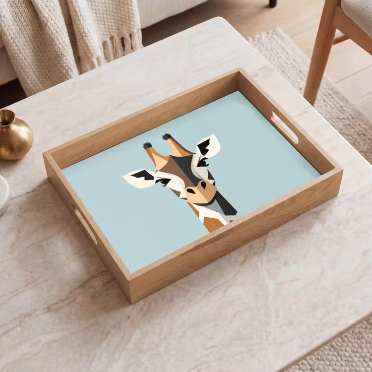 Dienblad - Giraffe - Illustratie - Bruin - Minimalistisch — 2