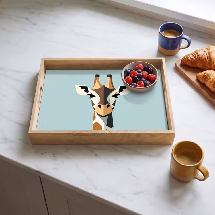 Dienblad - Giraffe - Illustratie - Bruin - Minimalistisch — 4