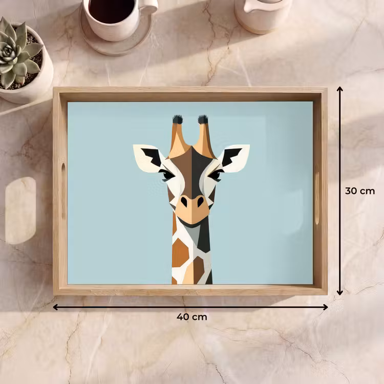 Dienblad - Giraffe - Illustratie - Bruin - Minimalistisch — 9