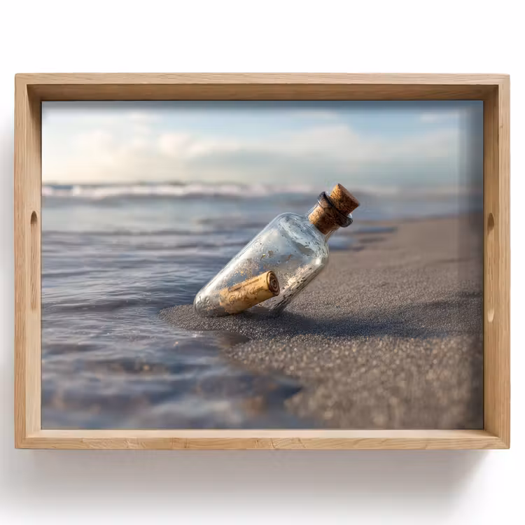 Dienblad - Glazenfles - Post - Zee - Zand — 1