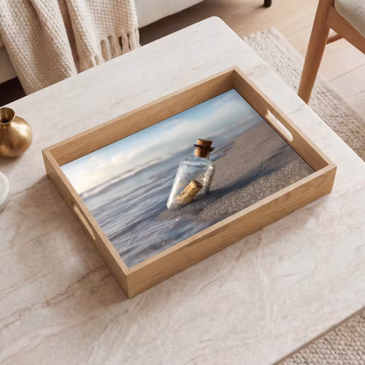 Dienblad - Glazenfles - Post - Zee - Zand — 2