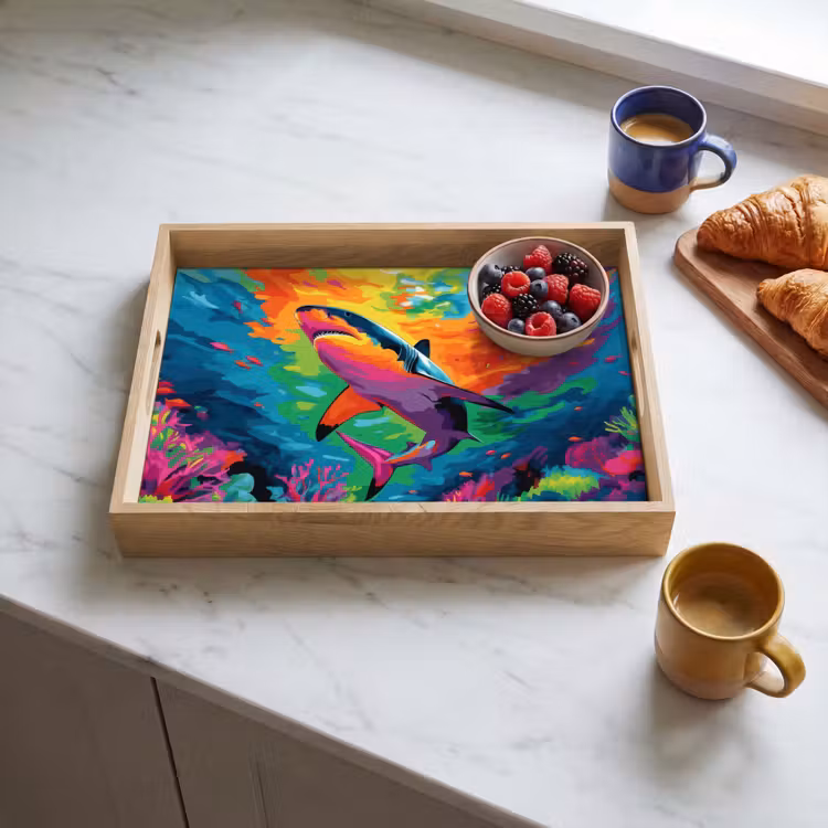 Dienblad - Haai - Koraalrif - Abstract - Kleurrijk — 4