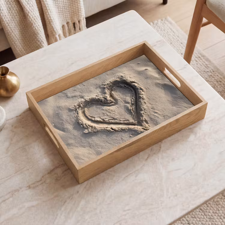 Dienblad - Hartvorm - Getekend - Beige - Zand — 2