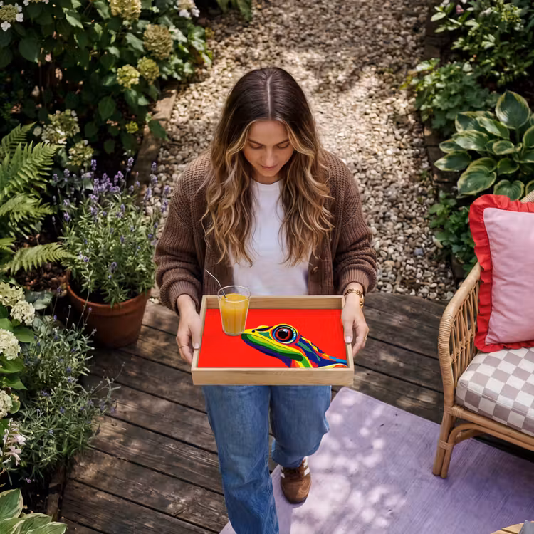 Dienblad - Kikker - Kleurrijk - Strepen - Ogen — 8