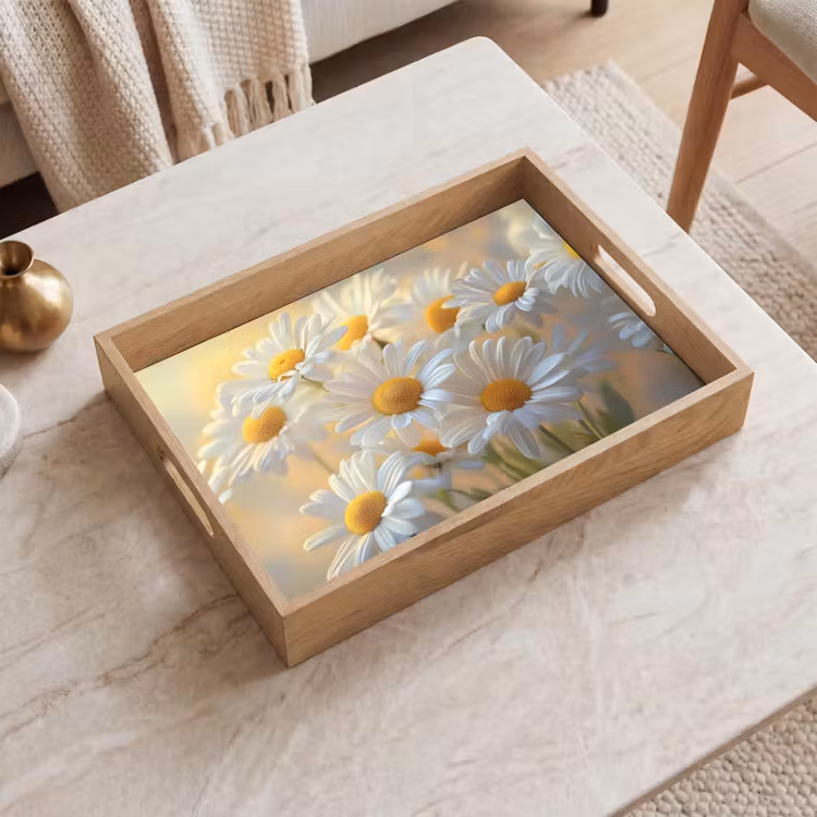 Dienblad - Madeliefjes - Wit - Zonlicht — 2