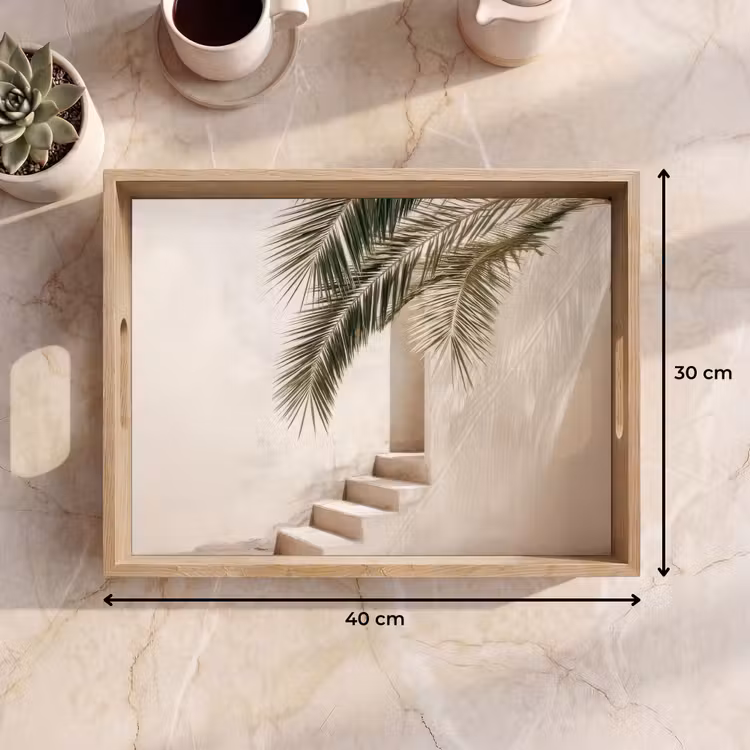 Dienblad - Palmboom - Schaduw - Trap - Beige — 9