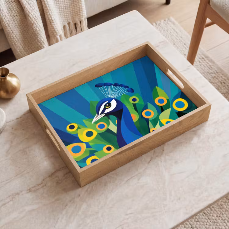 Dienblad - Pauw - Cirkels - Blauw — 2