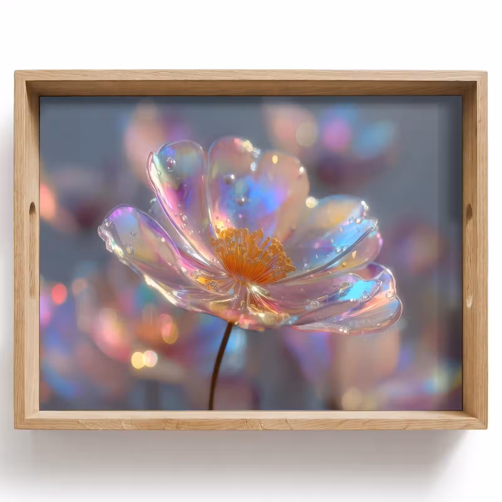 Dienblad - Bloem - Transparant - Pastelkleuren - Druppels — 1