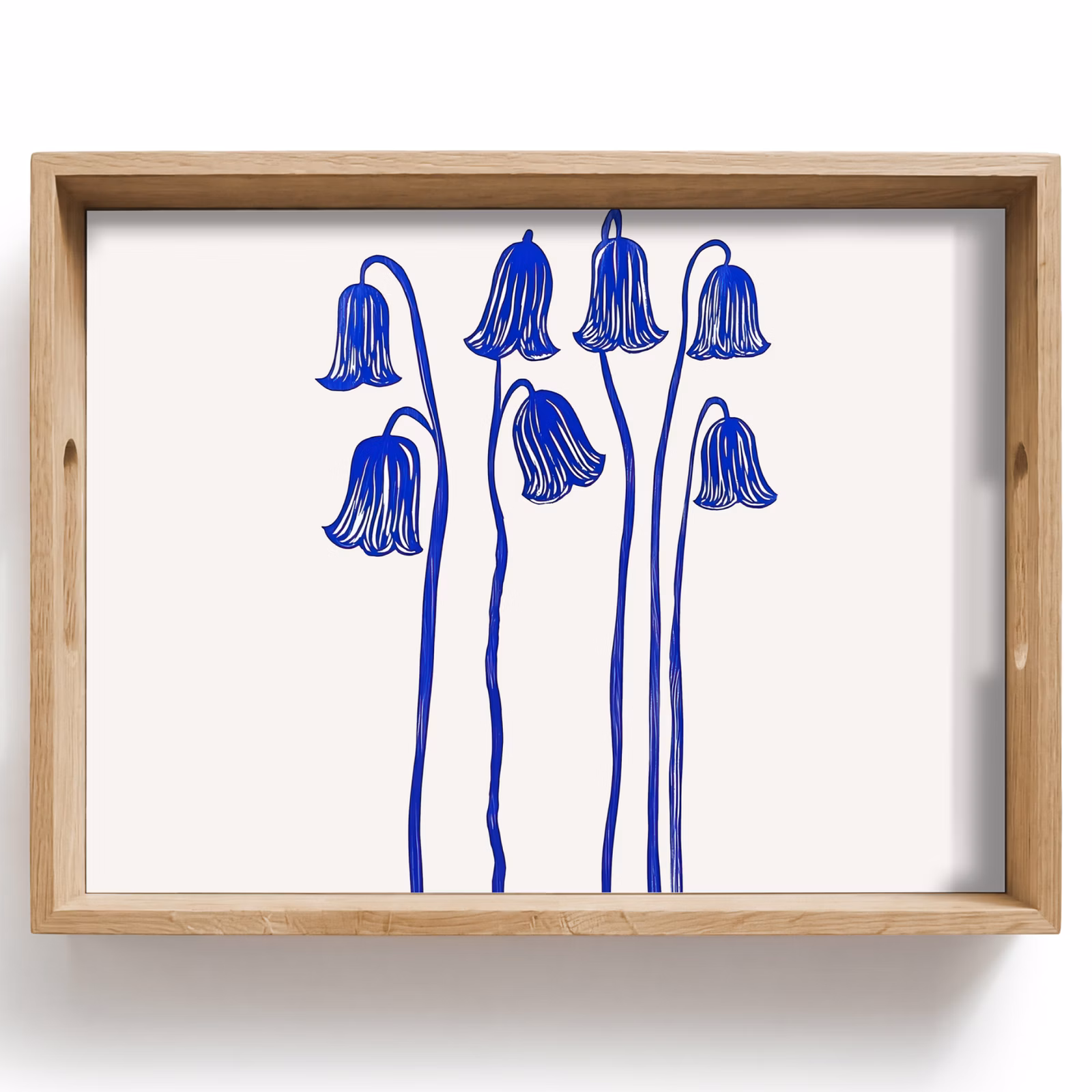 Dienblad - Bloemen - Blauw - Lijnen - Bloemblaadjes — 1