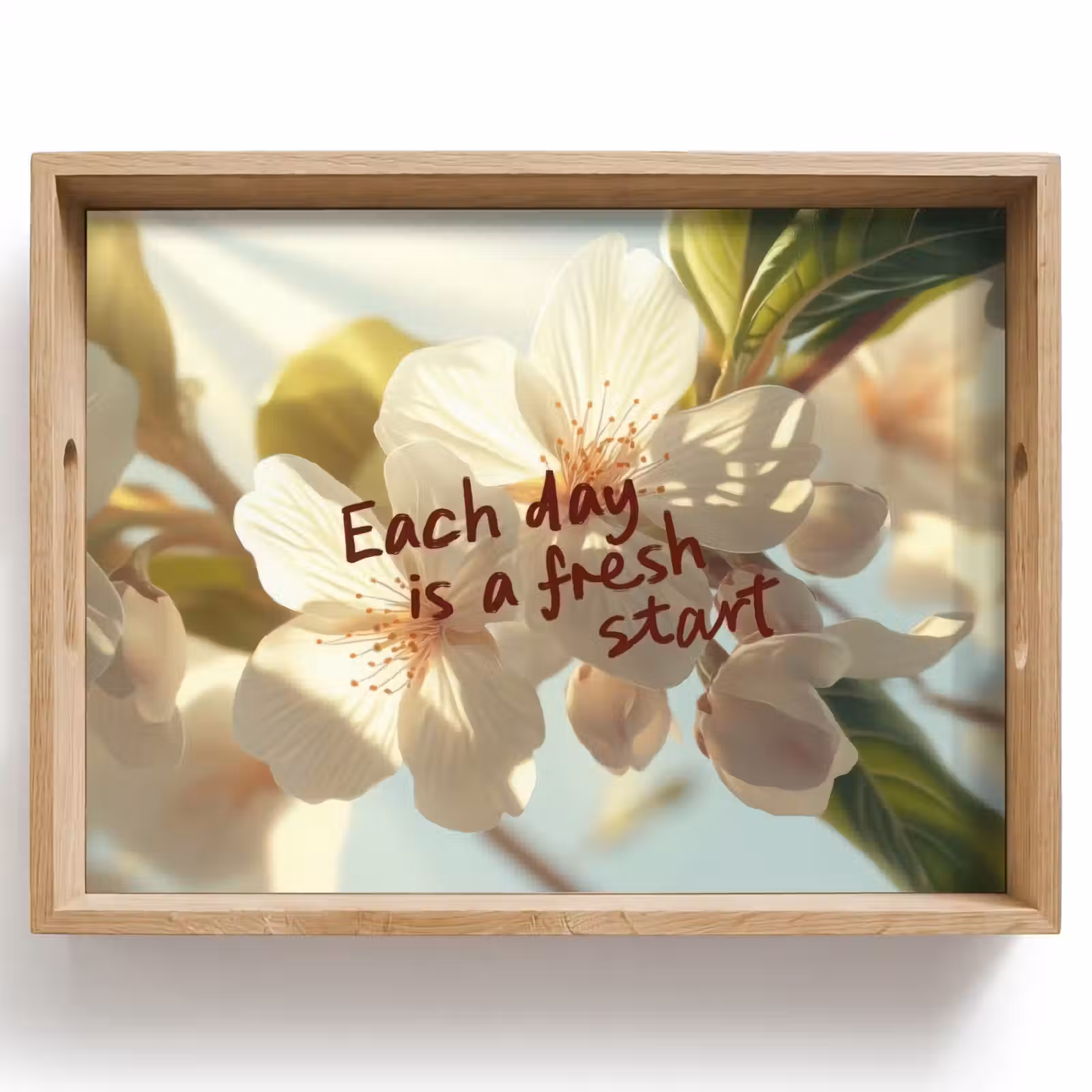 Dienblad - Bloesems - Zonlicht - Quote - Wit — 1