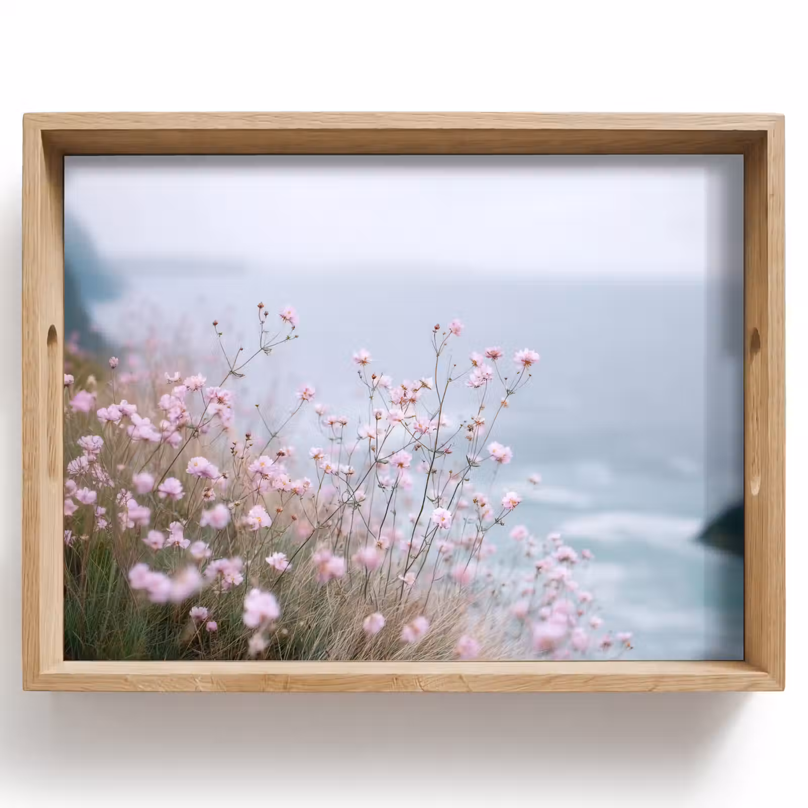 Dienblad - Klif - Bloemen - Zee - Roze — 1