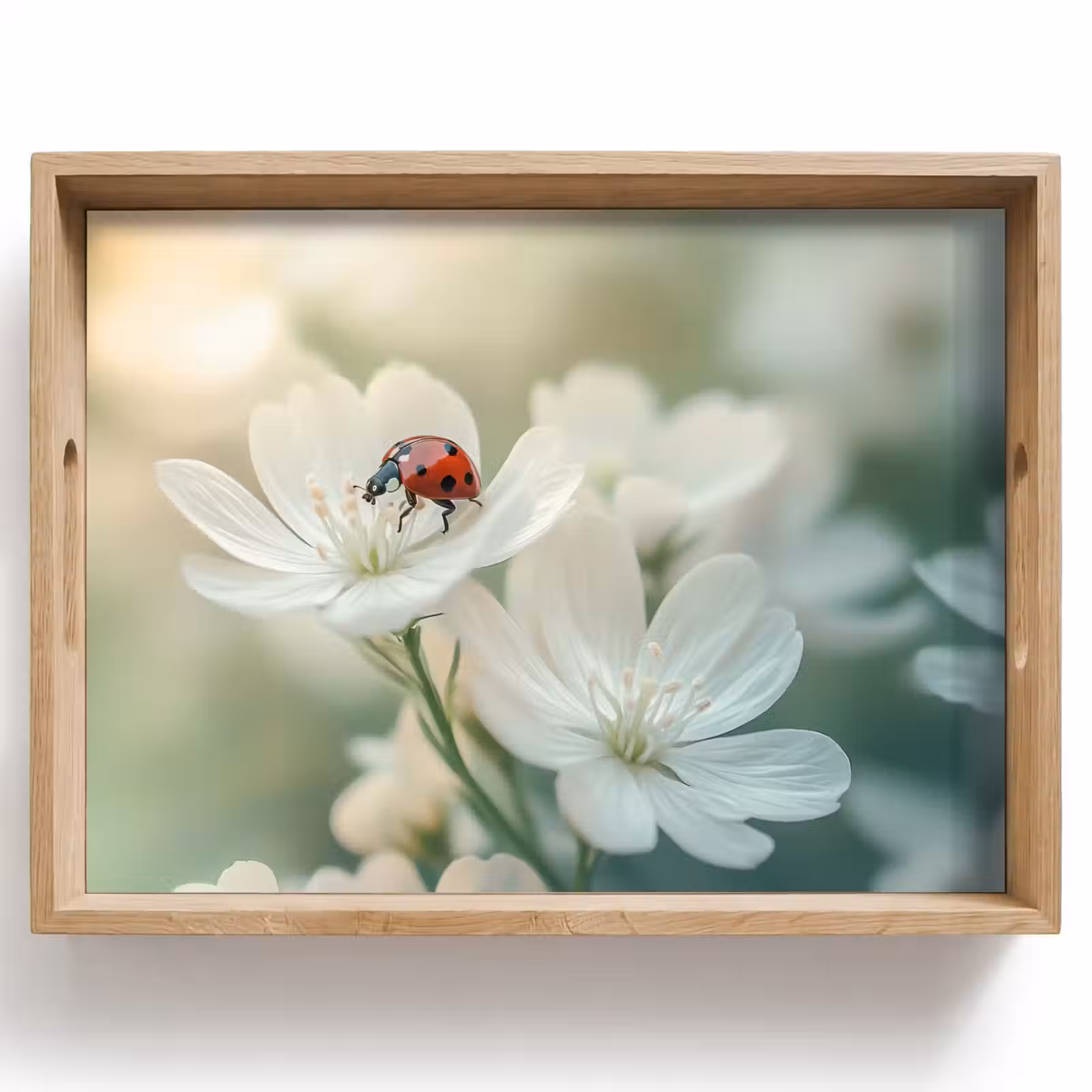 Dienblad - Lieveheersbeestje - Bloemen - Wit — 1