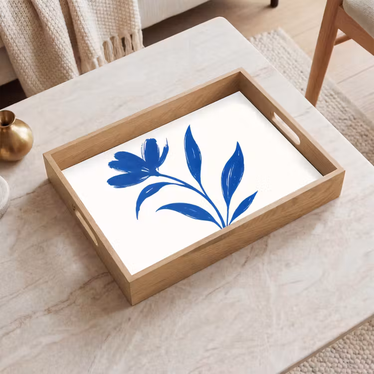 Dienblad - Bloem - Blaadjes - Minimalistisch - Blauw — 2