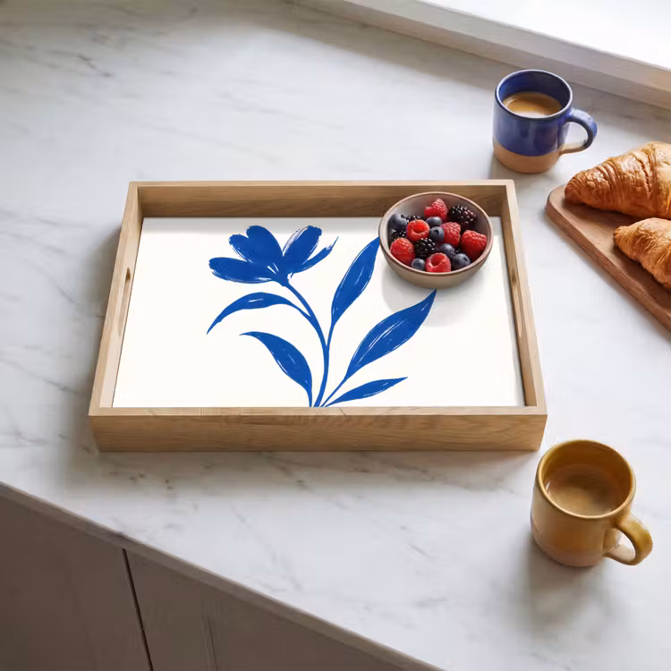 Dienblad - Bloem - Blaadjes - Minimalistisch - Blauw — 4