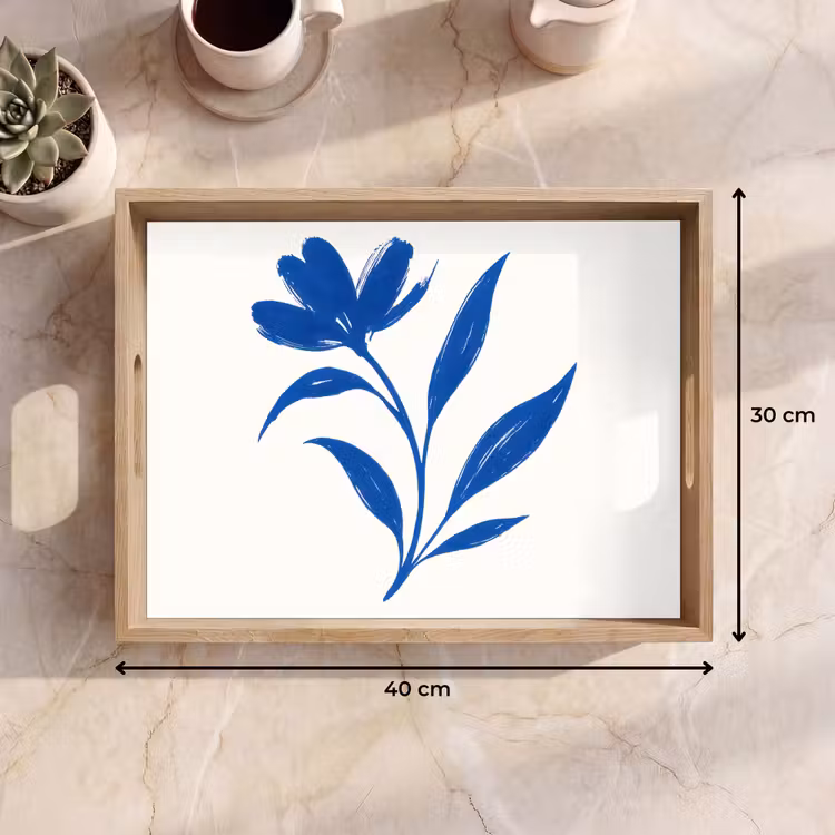 Dienblad - Bloem - Blaadjes - Minimalistisch - Blauw — 9
