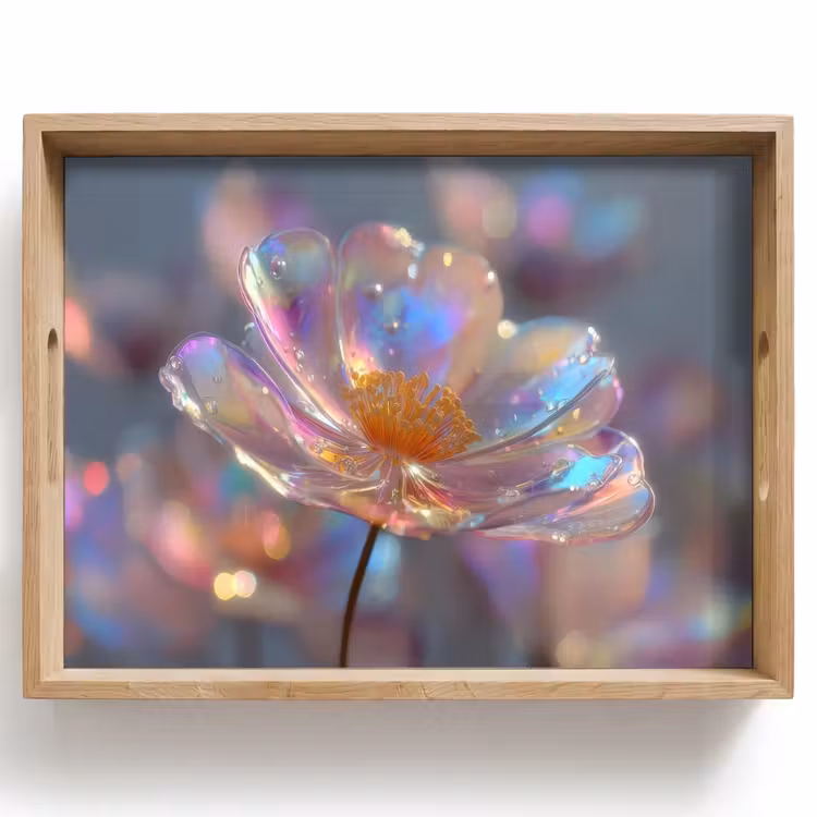 Dienblad - Bloem - Transparant - Pastelkleuren - Druppels — 1