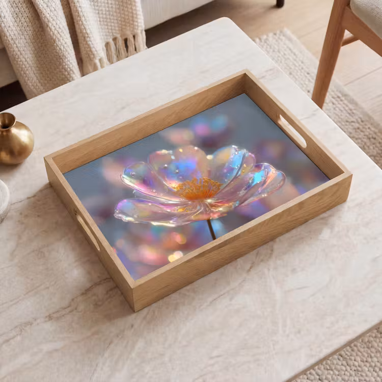 Dienblad - Bloem - Transparant - Pastelkleuren - Druppels — 2