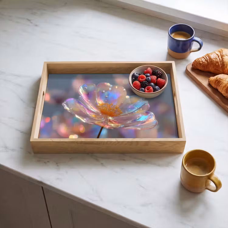 Dienblad - Bloem - Transparant - Pastelkleuren - Druppels — 4