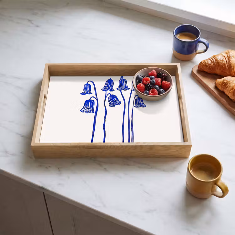 Dienblad - Bloemen - Blauw - Lijnen - Bloemblaadjes — 4
