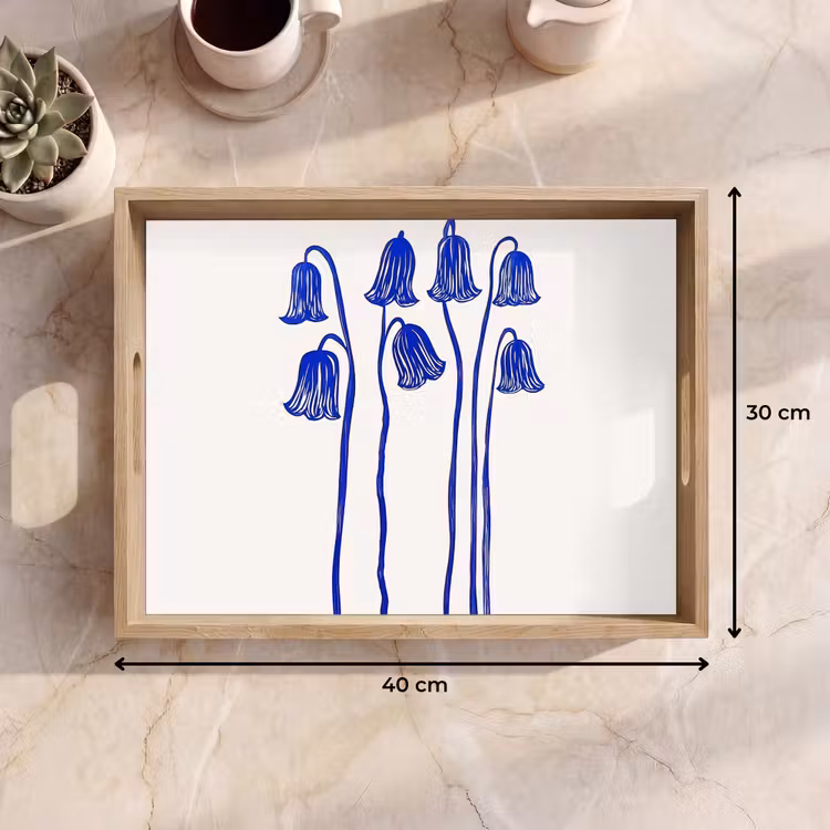 Dienblad - Bloemen - Blauw - Lijnen - Bloemblaadjes — 9