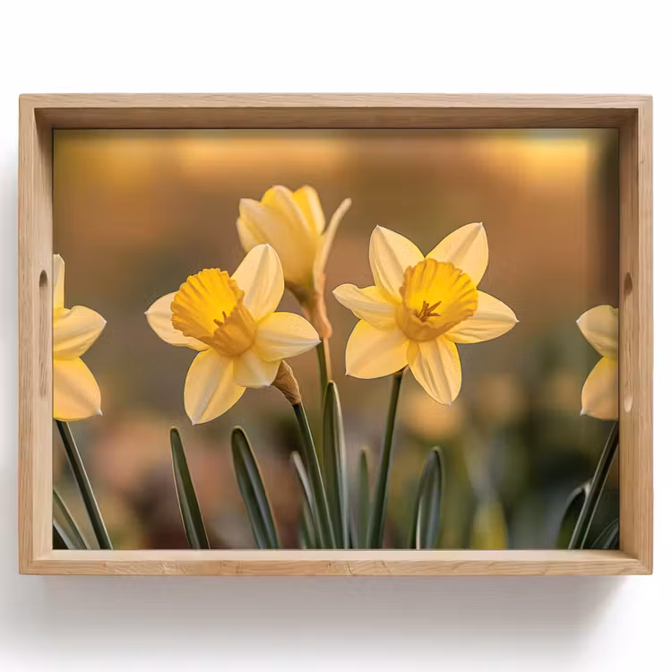 Dienblad - Bloemen - Geel - Wazig — 1