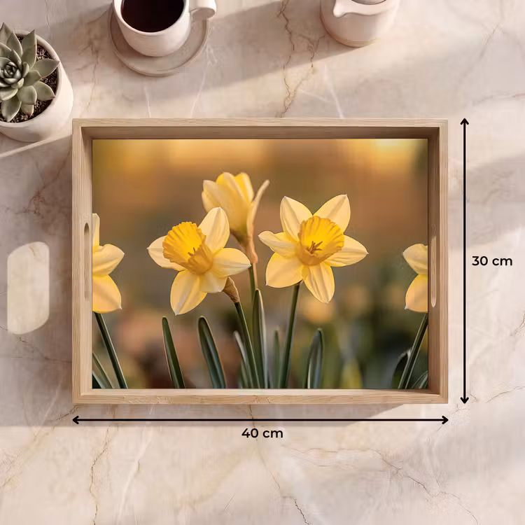 Dienblad - Bloemen - Geel - Wazig — 9