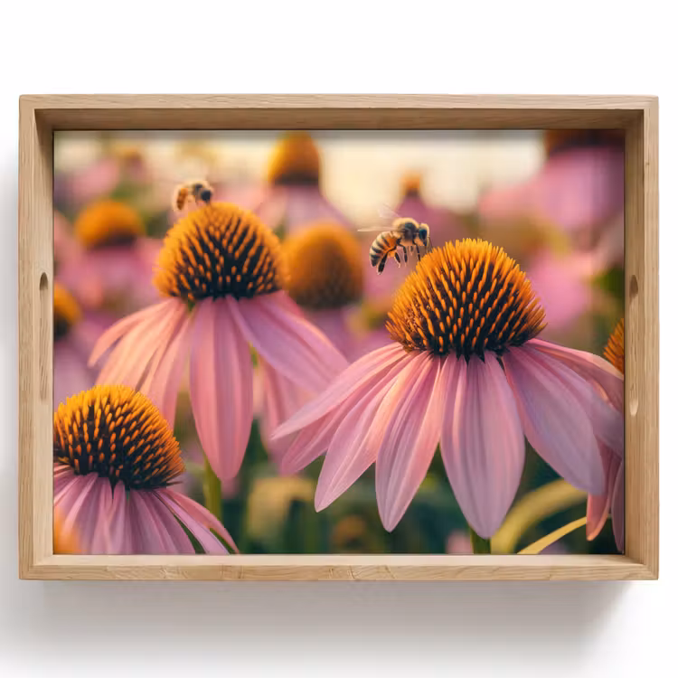 Dienblad - Bloemen - Paars - Bijen — 1