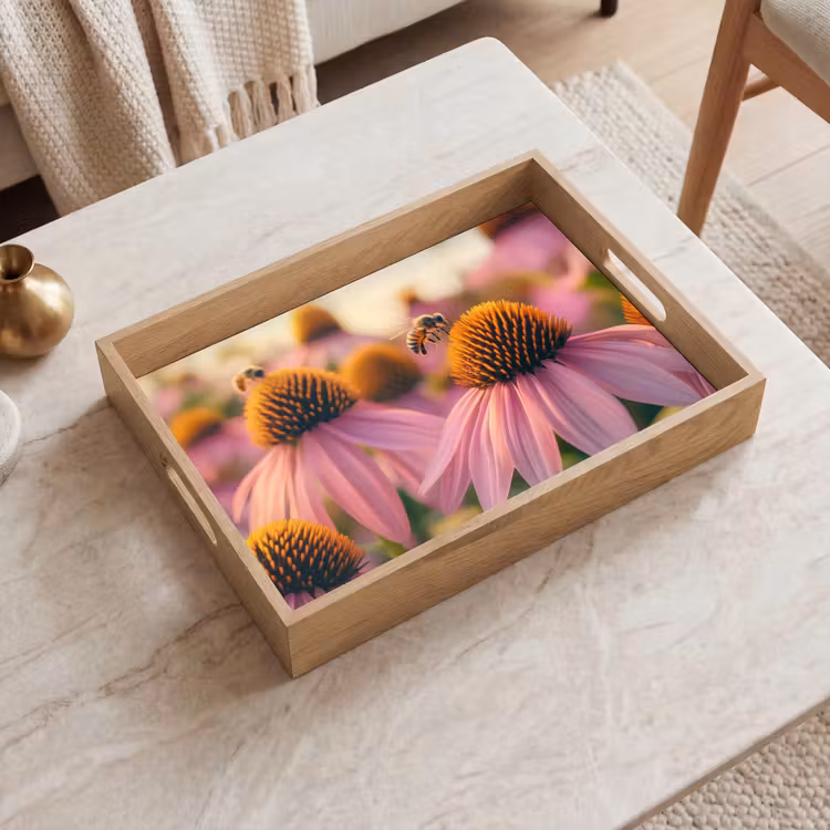 Dienblad - Bloemen - Paars - Bijen — 2