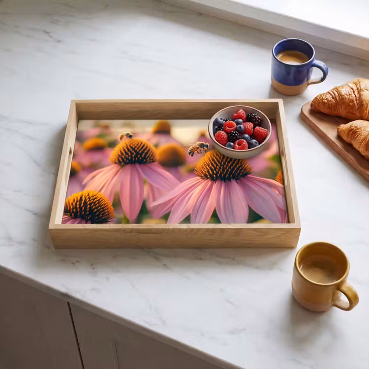 Dienblad - Bloemen - Paars - Bijen — 4