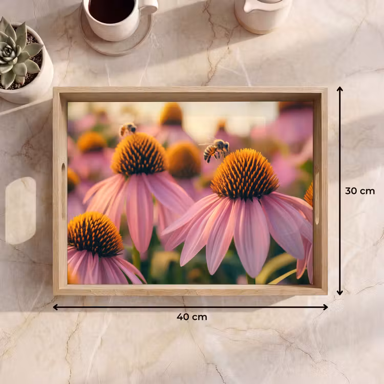 Dienblad - Bloemen - Paars - Bijen — 9
