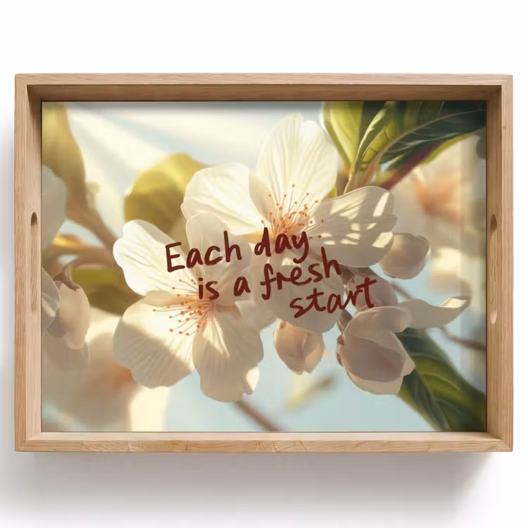 Dienblad - Bloesems - Zonlicht - Quote - Wit — 1