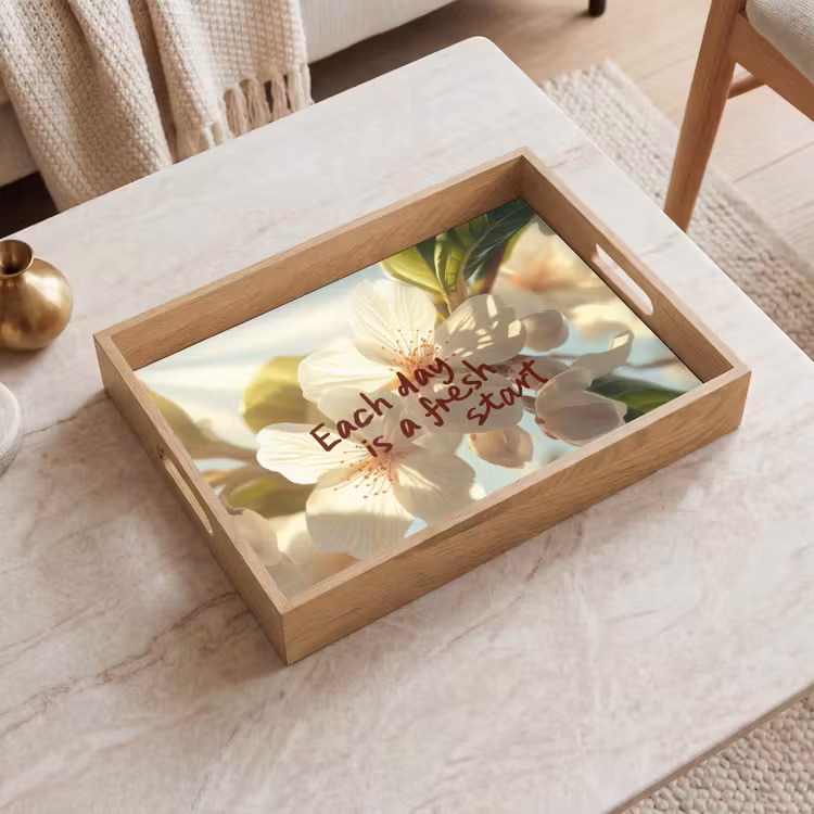 Dienblad - Bloesems - Zonlicht - Quote - Wit — 2